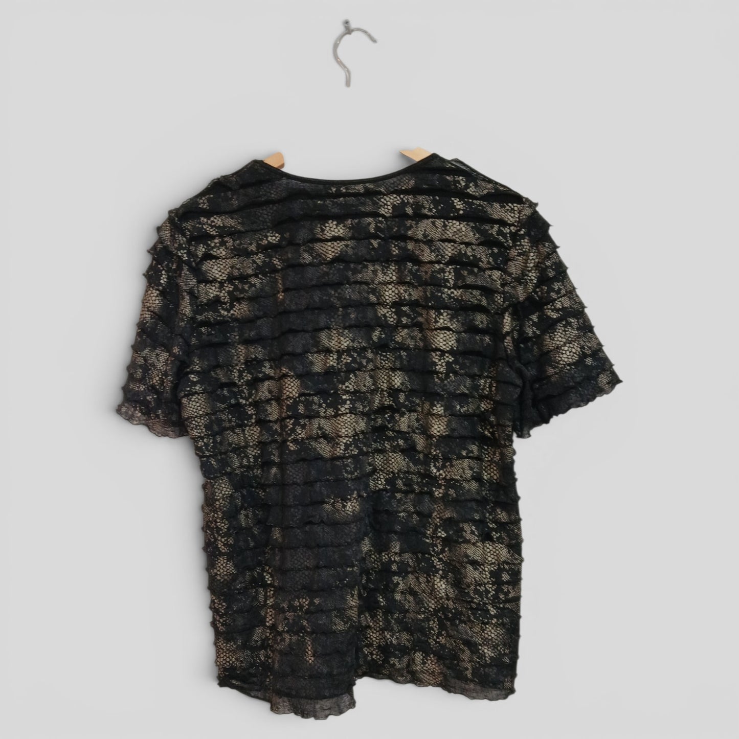 (L) Noni B | Black Gold Ruffle Shirt