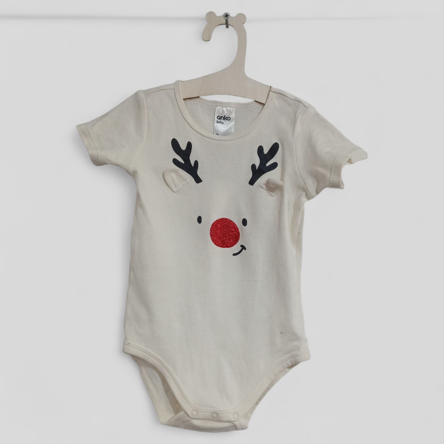 (2) Anko | White Red Nose Onesie