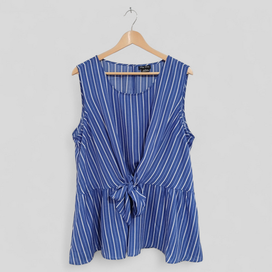 (L) City Chic | Striped Blue Blouse
