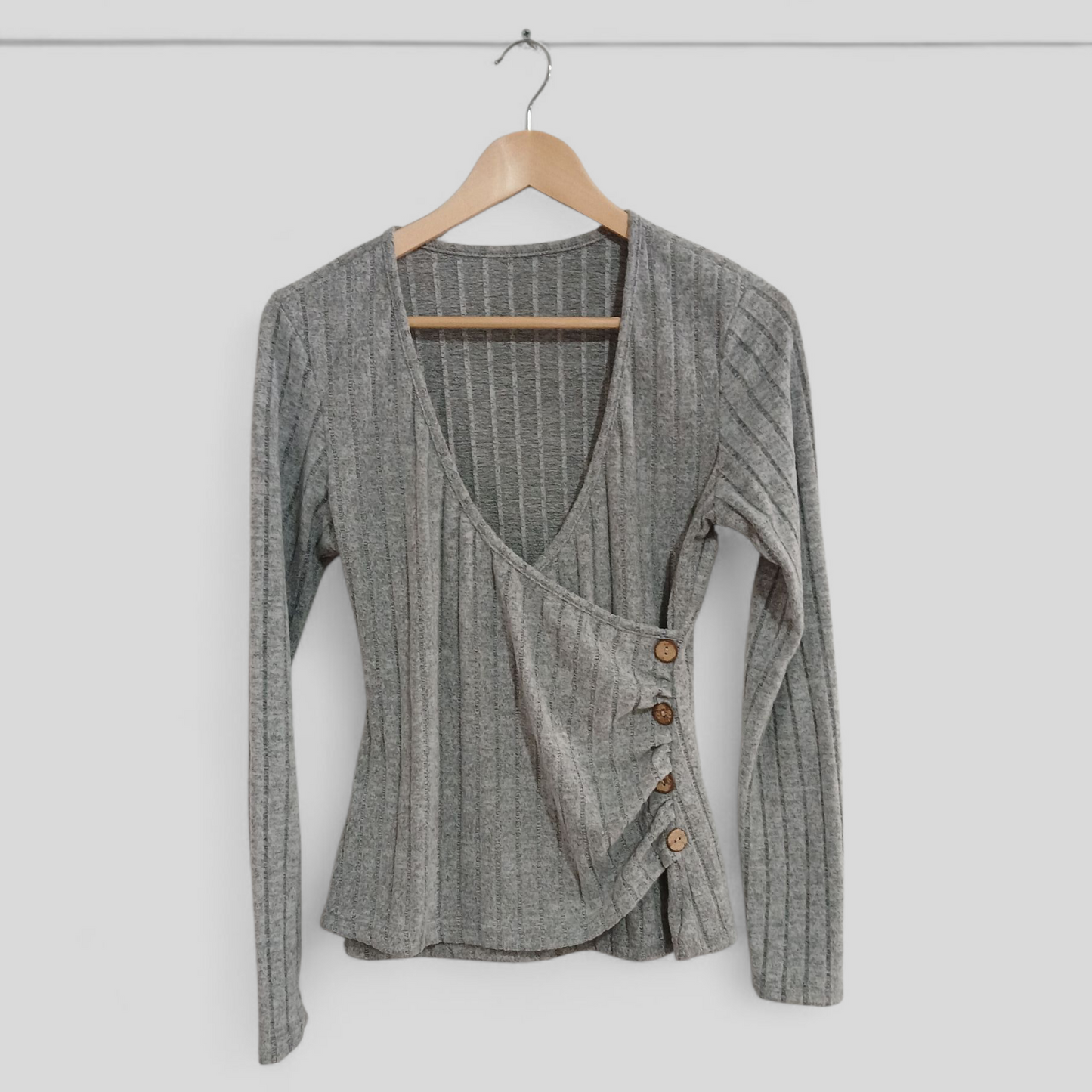 (L) Shein | Grey L/S Blouse