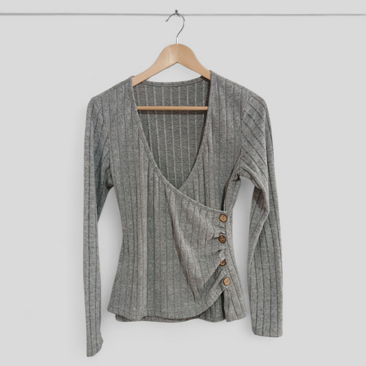 (L) Shein | Grey L/S Blouse