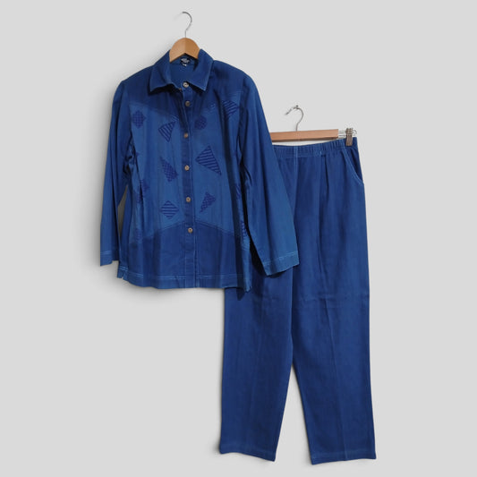 (S) Renzi Vorsa | Blue Triangle Blouse Pants Set
