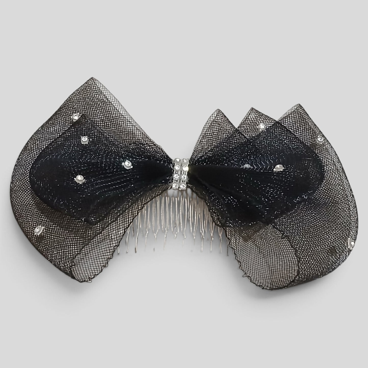 Hair Comb Black Mesh Diamonte