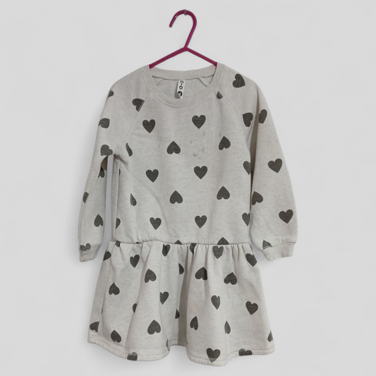 (4JNR) K-D | LS Dress Grey Hearts